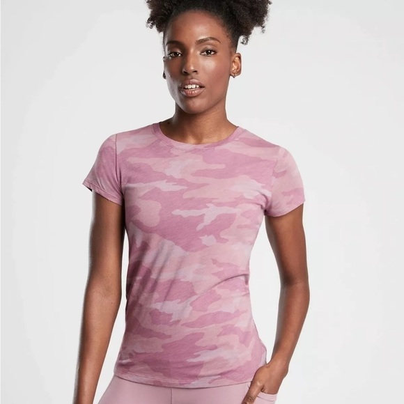 Athleta organic daily camo crew top cascadia violet size medium - Picture 1 of 7